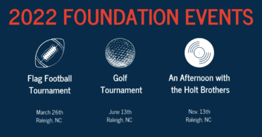 Logo with Football icon tournament date 3/26/22, golf ball icon with tournament date 6/13/22 and vinyl disc icon with event date of 11/13/22